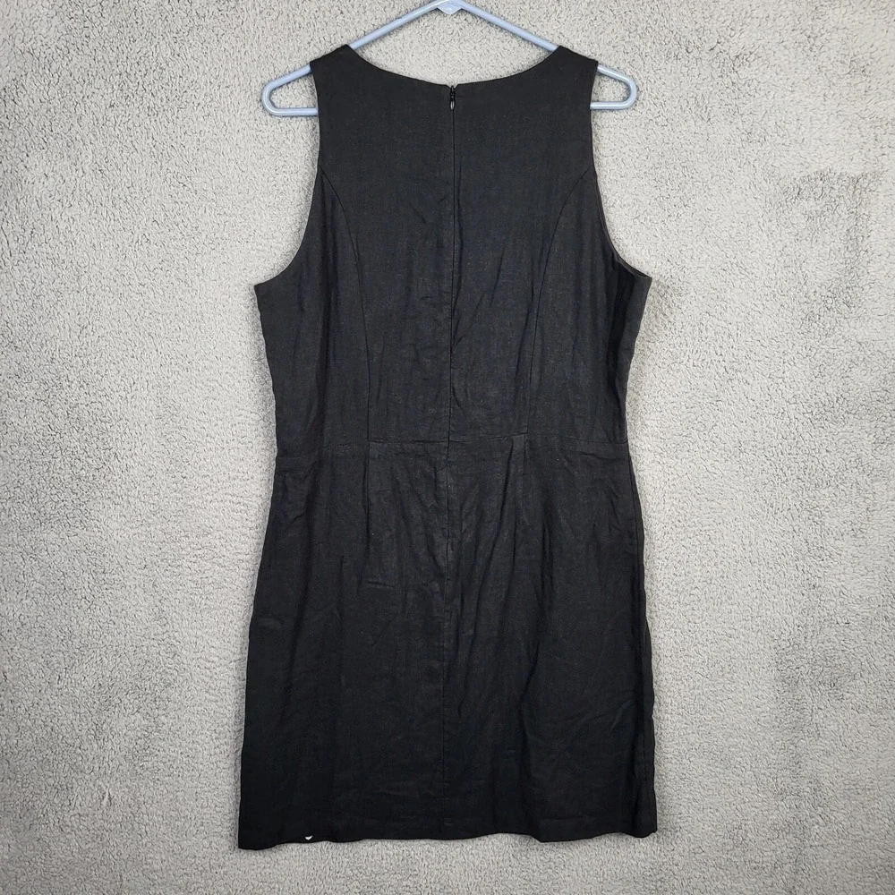 J Jason Wu Black Linen Blend Palm Tree Embroidered Mini Dress Women's Size 12